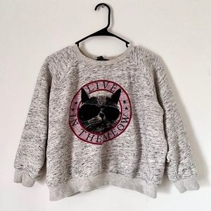 “Live in the Meow” Heather Gray Pullover Sweater